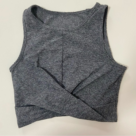 Unbranded | Heather Grey Cropped Twist Top - Picture 3 of 3